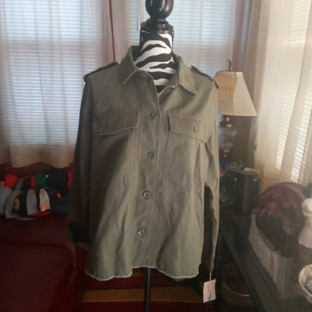 Universal Thread Goods & Co. Olive Green Button Up Military Style Jacket - Picture 5 of 12